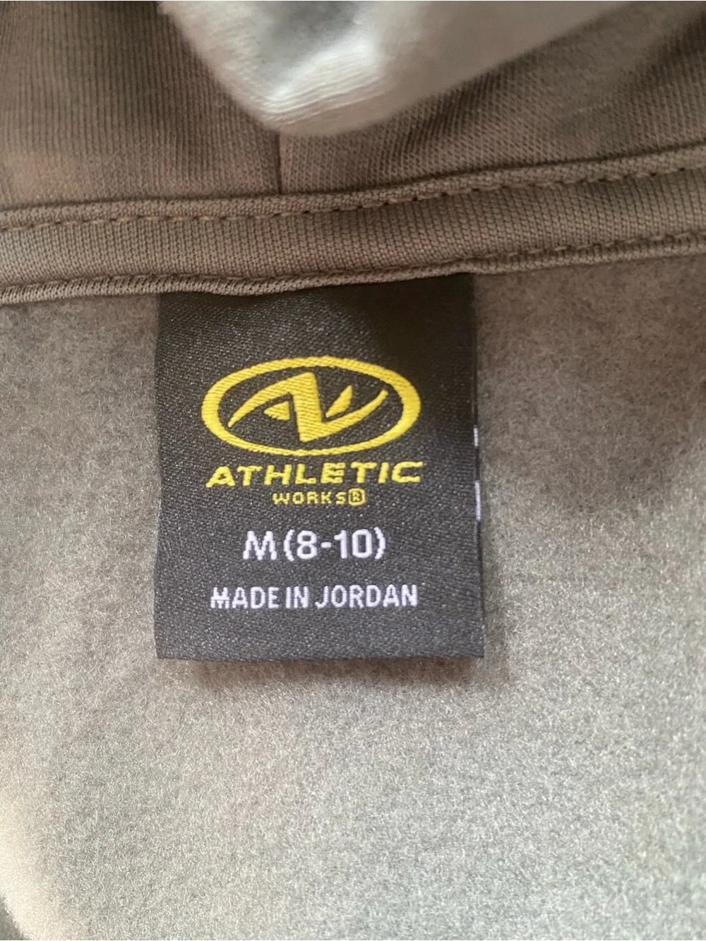 Athletic Works Brown Hooded Sweatshirt with Yellow Logo Tag